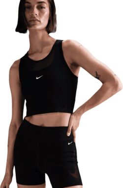 Nike Pro Dri-Fit Cropped Tank Top – Zwart/Wit – Maat XS – Dames