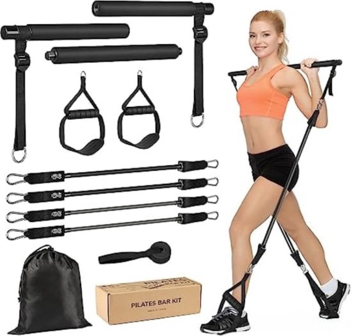 Pilates bar set met weerstandsbanden - Thuis Workout Fitness