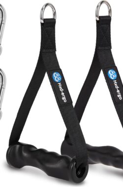 Set van 2 handvatten voor weerstandsbanden, fitnessbandhandvatten met metalen D-ring, ergonomische trekkabel