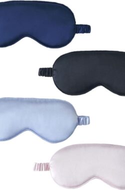 Set van 4 zijden oogmaskers met verstelbare riem – lichtgewicht en comfortabel – perfect voor nacht, reizen, dutje, meditatie Slaapmasker