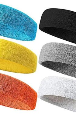 Sportline Hoofdband 6-delig – zweetband voor mannen vrouwen – elastische hoofdbanden voor training – ademend vochtafvoerend – heldere kleuren – sportaccessoires – sportuitrusting Zweetband