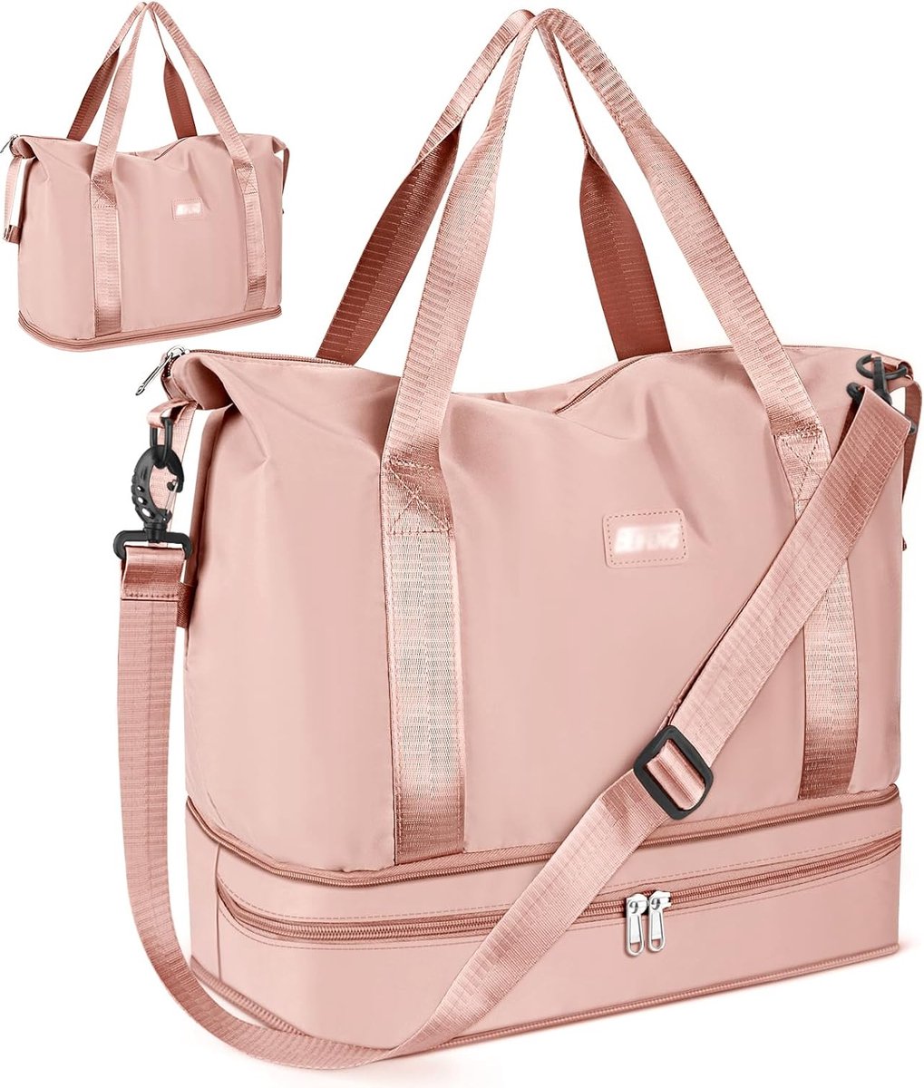 Sporttas, opvouwbare reistas met schoenenvak en nat vak, waterafstotende weekendtas, gymtas, reistas, handbagage, tas, trainingstas voor dames en heren