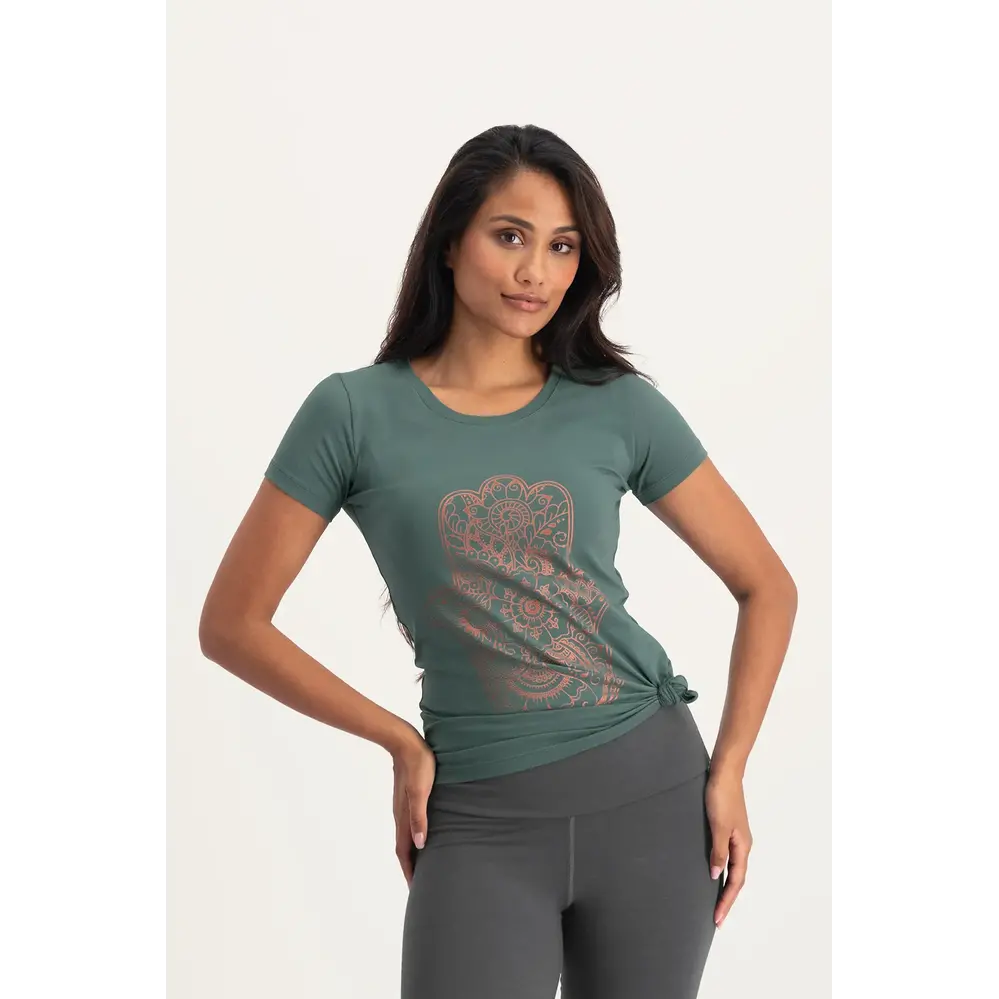 Urban Goddess Hamsa Core Katoenen Yoga Tee - Forest