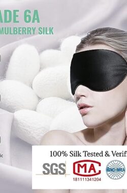 Zijden slaapmasker, 2-pack 100% echt natuurlijk puur zijden oogmasker met verstelbare riem, oogmasker om te slapen, BeeVines oogslaapbescherming voor yogareizen, blokkeert licht