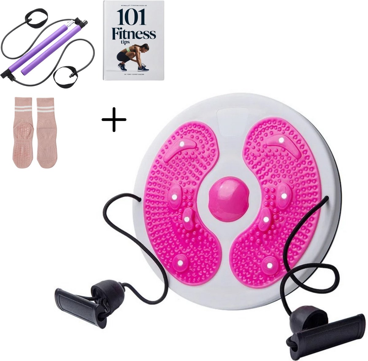 full body workout set - twistfit draaischijf - pilates workout set - Twister Disc - Balanstrainer - Balance board - Twistcore - inclusief pilates bar, sokken & 101 fitness tips E-book
